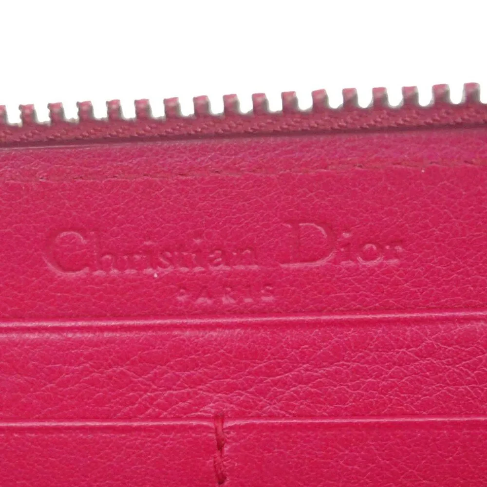 Christian Dior Lady Dior Patent Leather Zippy Wallet Red